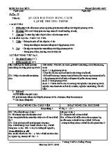 Giáo án Đại số Lớp 9 - Tiết 40 Giải bài toán bằng cách lập hệ phương trình - Năm học 2017-2018 - Phạm Quang Huy
